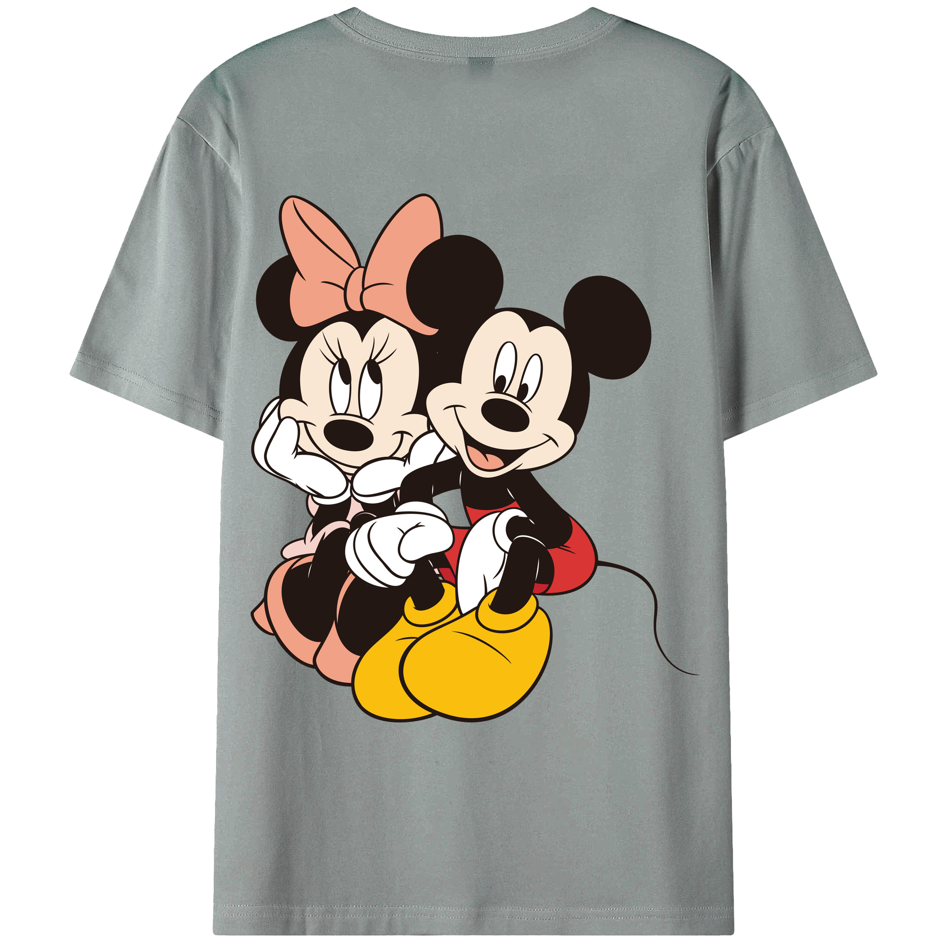 ミッキーマウス Mickey Mouse 綿100％ メンズ半袖Tシャツ（バックプリント） 通気性